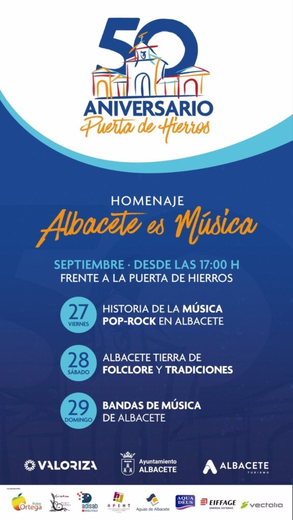 Pop-rock, música tradicional y de bandas festejan este fin de semana en Albacete el 50 aniversario de Puerta de Hierros