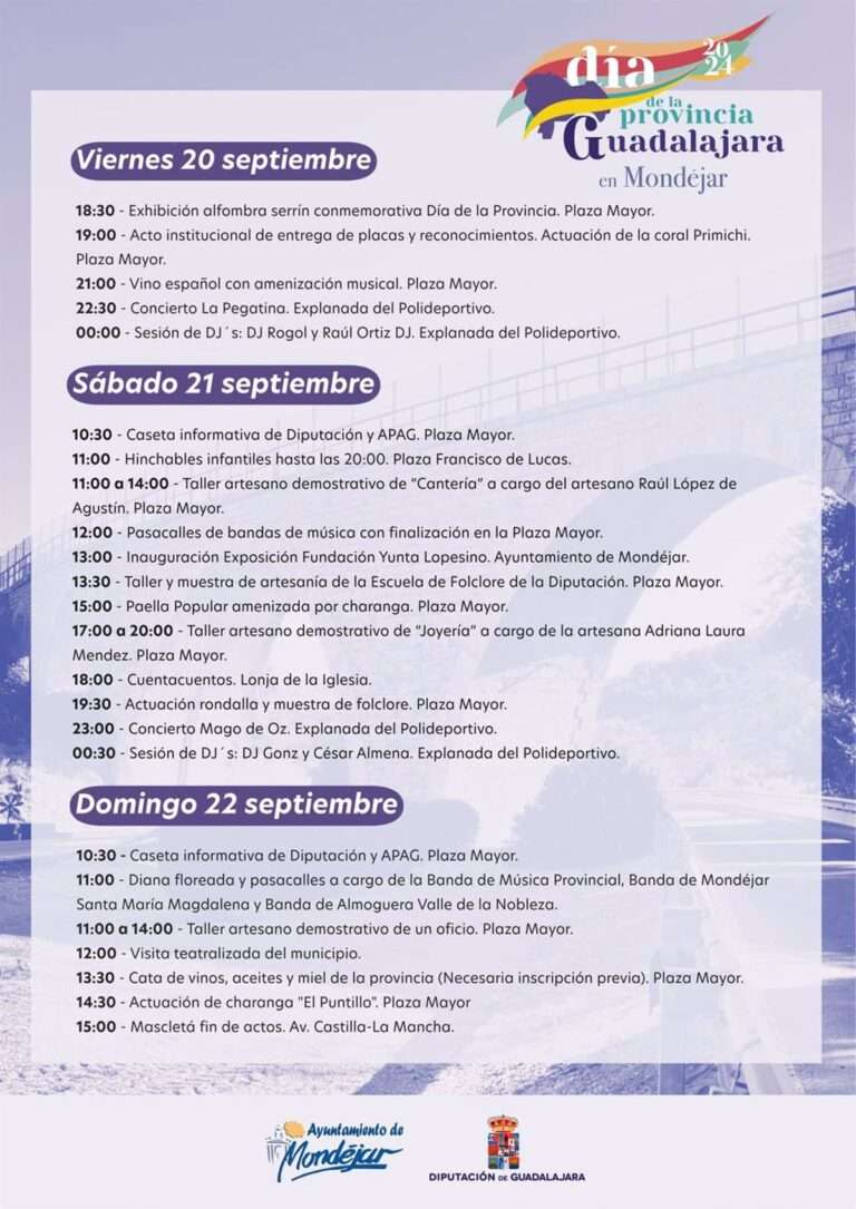 Mondéjar acogerá el Día de la Provincia el próximo 20 de septiembre, con conciertos de La Pegatina y Mago de Oz