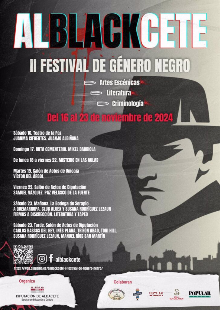 Alblackcete, el II Festival de Género Negro de Albacete, se celebra del 16 al 23 de noviembre