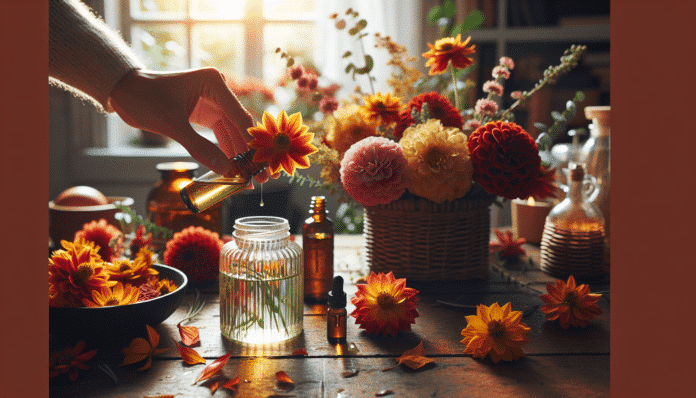 Ambientador casero con flores de otoño