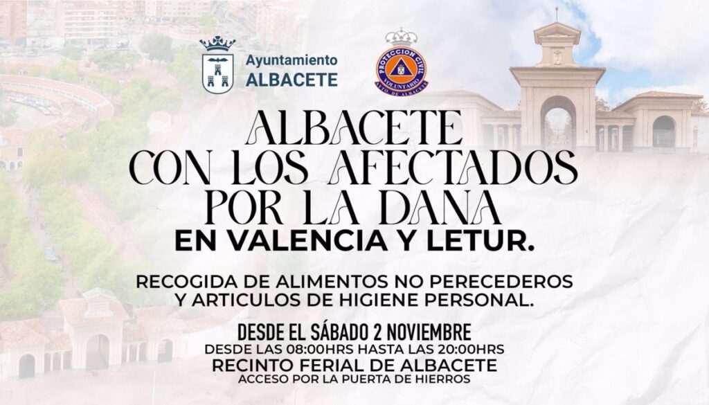 Albacete abre su Recinto Ferial para recoger alimentos, artículos de higiene y de limpieza para Valencia