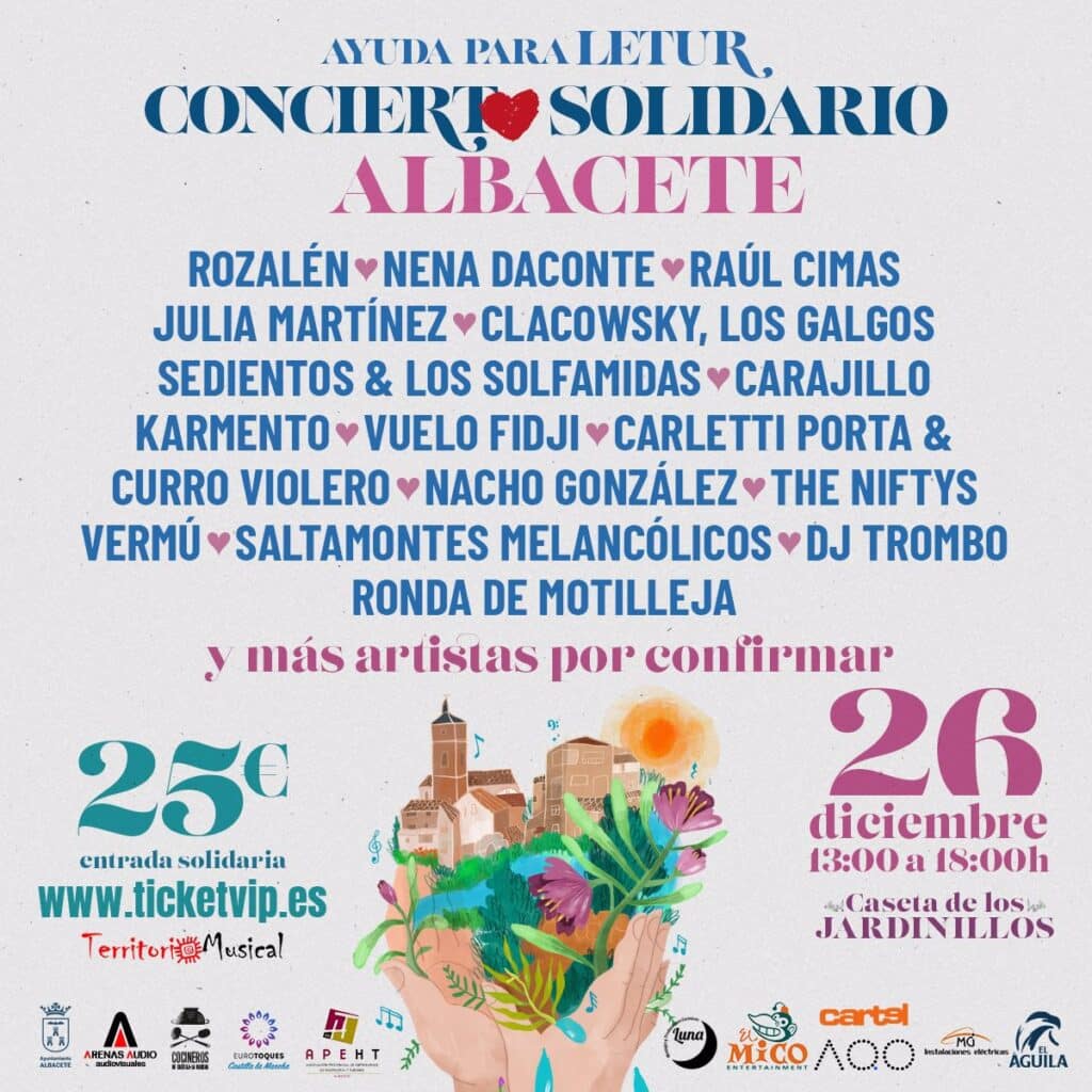 Rozalén, Nena Daconte y Raúl Cimas, en el Festival Solidario 'Ayuda para Letur' del 26 de diciembre en Albacete