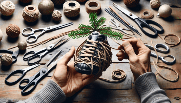 con estos cordones viejos he creado unos adornos navideños que podrían vender en Zara Home