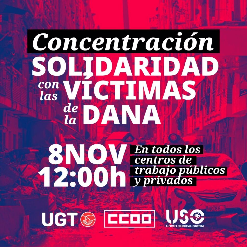 UGT, CCOO y USO llaman a los trabajadores de CLM a concentrarse este viernes en solidaridad con las víctimas