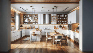 Cocinas blancas con madera: diseño y calidez atemporal