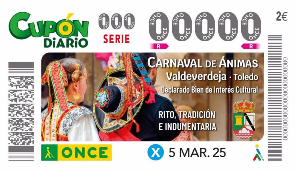 El Carnaval de Ánimas de Valdeverdeja será imagen del cupón de la ONCE del 5 de marzo