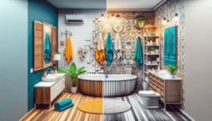 La increíble reforma de un baño pequeño y viejuno con muebles prácticos y colores luminosos