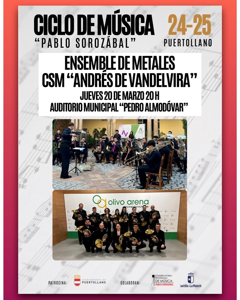 El Ensemble de Metales del Conservatorio de Jaén deleitará con composiciones andaluzas y españolas en su concierto del jueves 1