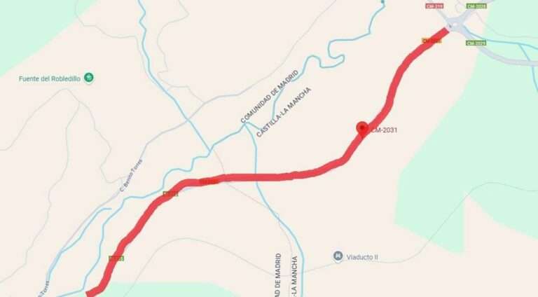 Cortada la CM-2031 en Mondéjar por el derrumbe de un puente en la M-215 que comunica con Madrid