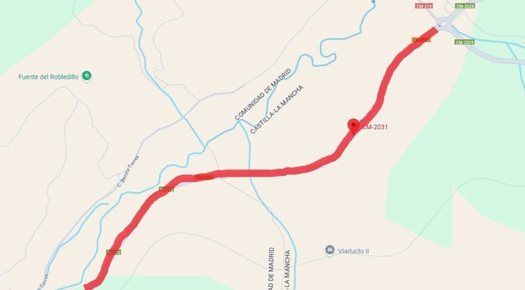 Sucesos.- Cortada la CM-2031 en Mondéjar por el cierre de un puente en la M-215 que comunica con Madrid