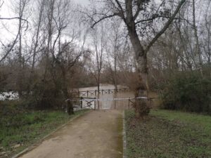 La crecida del río Henares a su paso por Guadalajara obliga a cerrar el acceso al parque fluvial