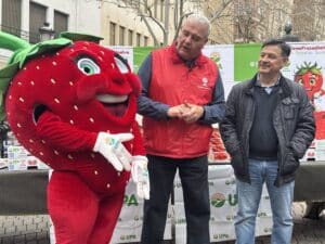 UPA reparte fresas en Albacete en solidaridad con los agricultores de Huelva afectados por los tornados