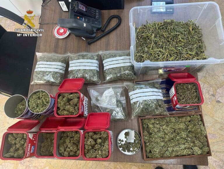Detenido en Brihuega tras incautarle 1,8 kilos de marihuana y varias cantidades de cocaína, éxtasis y hachís