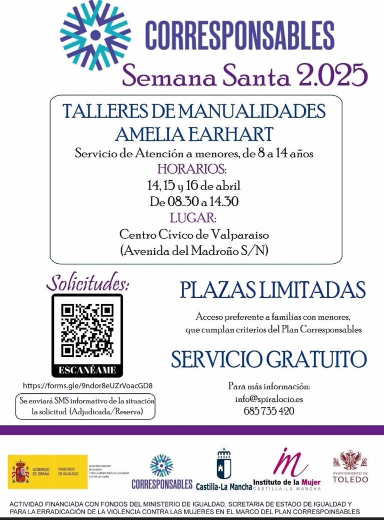 El Plan Corresponsables oferta 100 plazas en Toledo para Semana Santa con talleres, actividades deportivas y de ocio