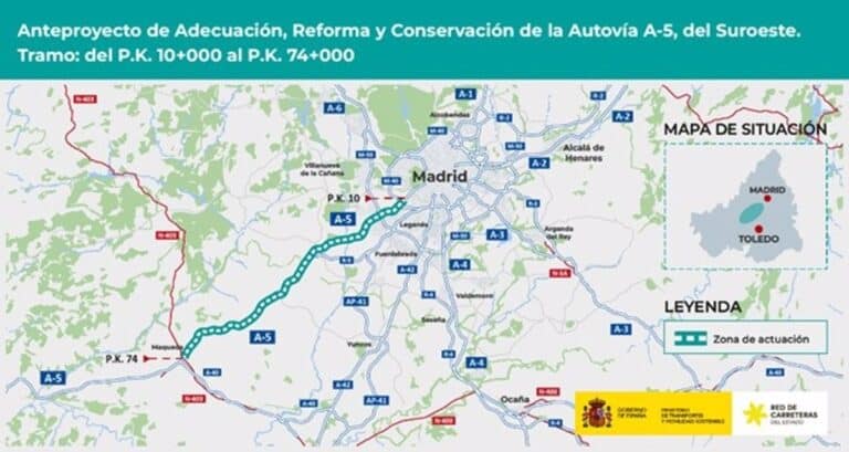 Transportes aprueba definitivamente el anteproyecto para mejorar 64 kilómetros de la A-5 entre Madrid y Maqueda