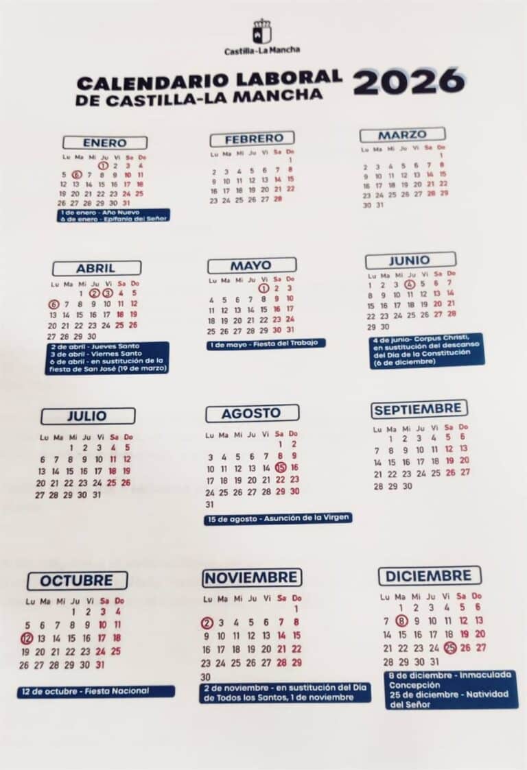 VÍDEO: Castilla-La Mancha aprueba su calendario laboral para 2026, que comprende doce días festivos