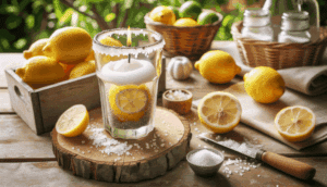 Nunca se me hubiera ocurrido hacer una vela antimosquitos tan bonita como esta usando sal, limones y un bote o vaso que no uses