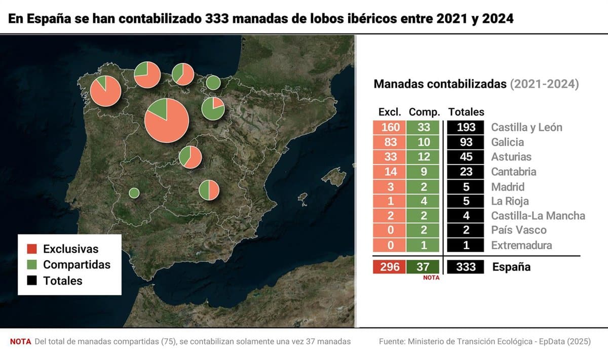 El censo del lobo cifra en 333 las manadas en España, 12% más que en 2014, pero sin alcanzar las 500 para su viabilidad