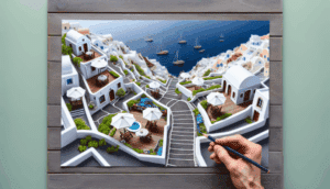 "Queríamos transformar el patio en un mini Santorini y lo hemos conseguido"
