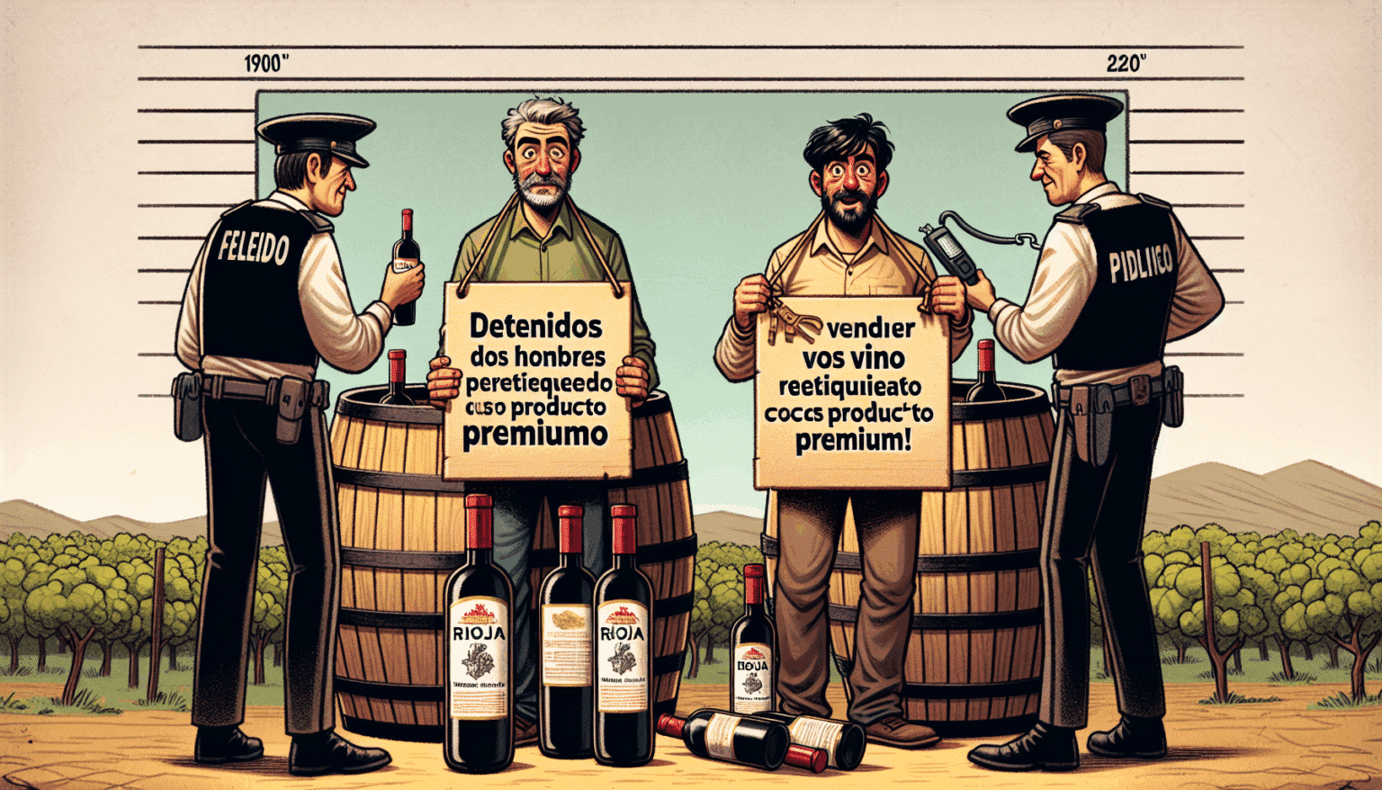 <p><strong>"Detenidos dos hombres por vender vino de Rioja reetiquetado como producto premium"</strong></p> 7 <p><strong>"Detenidos dos hombres por vender vino de Rioja reetiquetado como producto premium"</strong></p> 6