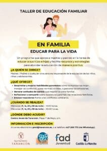 Abierto el plazo del taller de educación familiar 'En Familia', que arranca este miércoles en Tarancón
