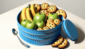 Si reutilizas tres latas de galletas azules podrás hacer un frutero súper cómodo, práctico y resultón