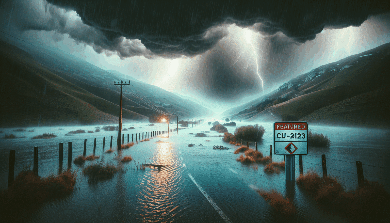 Cortada por inundaciones la CU-2123 en La Ventosa (Cuenca) a causa de las tormentas