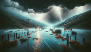 Cortada por inundaciones la CU-2123 en La Ventosa (Cuenca) a causa de las tormentas