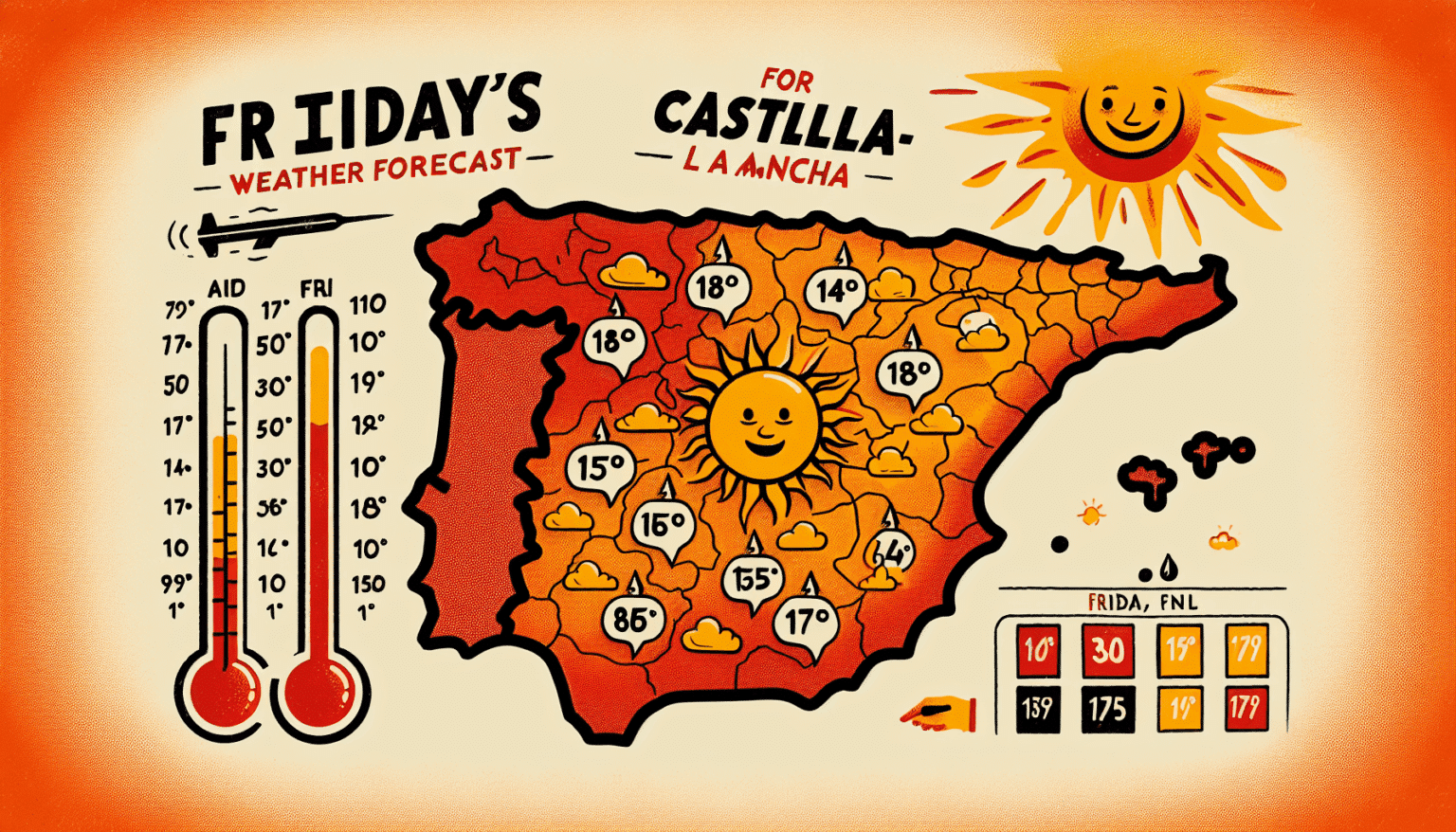Previsión meteorológica para este viernes en Castilla-La Mancha: Temperaturas altas en gran parte de la Comunidad