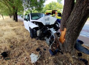 Herido un conductor tras chocar contra un árbol en la Avenida de las Fuerzas Armadas en Cuenca capital