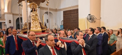 Inauguración de la Nueva Imagen de Nuestra Señora de las Virtudes en Santa Cruz de Mudela junto a Miguel Ángel Valverde y el Obispo Gerardo Melgar