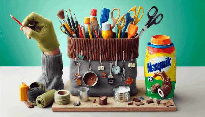 No lo sabía, pero si reutilizamos un bote de Nesquik y la manga de un jersey viejo podemos hacer este práctico organizador