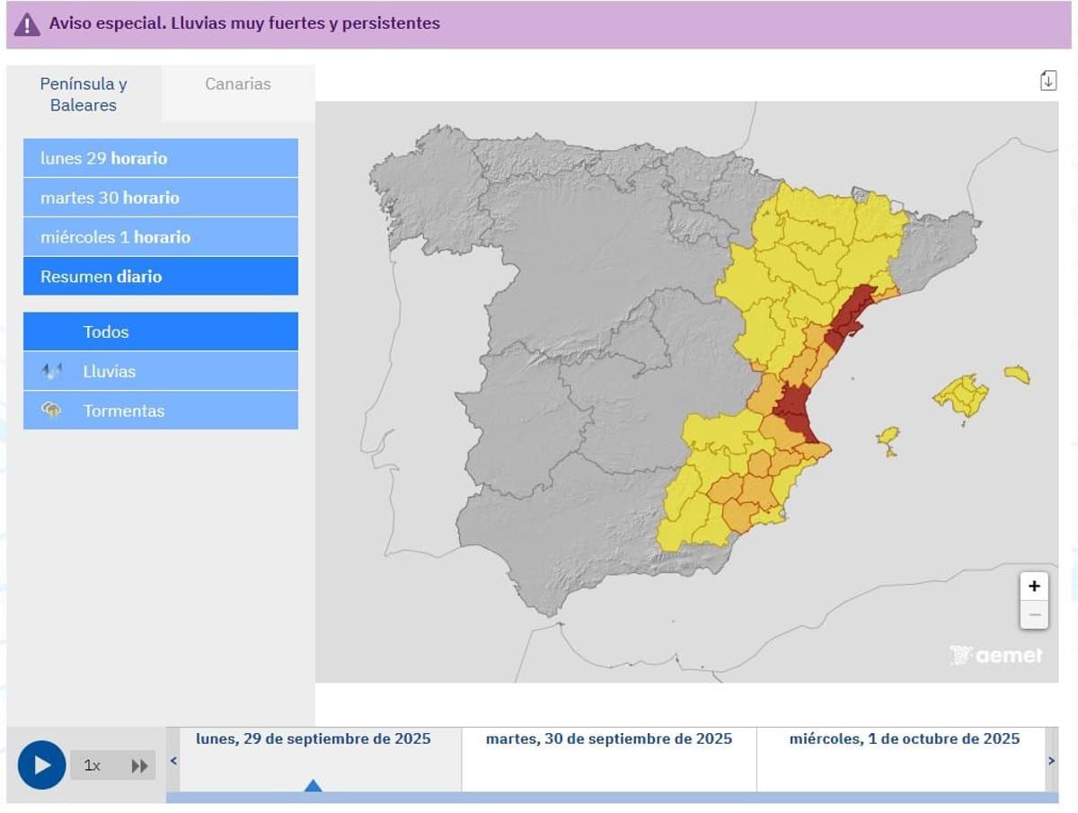 Albacete, en aviso amarillo por lluvias y tormentas