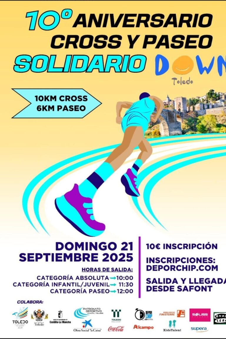 El Cross y Paseo solidario de Down Toledo, que alcanza su décima edición, se celebrará el 21 de septiembre