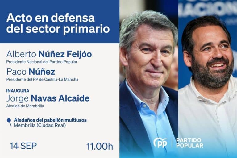 Feijóo participará este domingo en un acto en defensa del sector primario en Membrilla (Ciudad Real) junto a Núñez