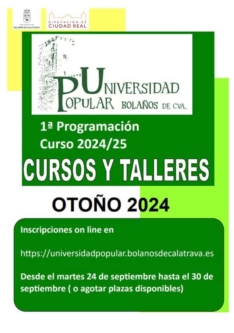 La Universidad Popular de Bolaños abre plazo de matrículas el día 23 para los cursos y talleres de otoño 2025