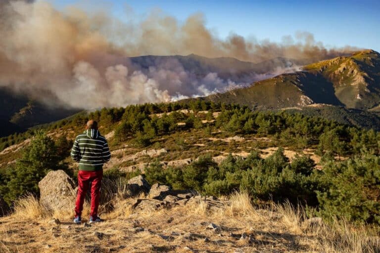 Medios aéreos se movilizan un día más para sofocar incendio de Peñalba de la Sierra, que permanece en nivel 1