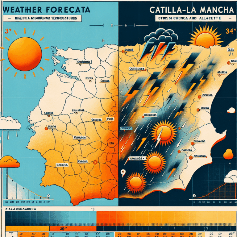 Previsión meteorológica para este domingo en Castilla-La Mancha: subida de las mínimas y tormentas en Cuenca y Albacete