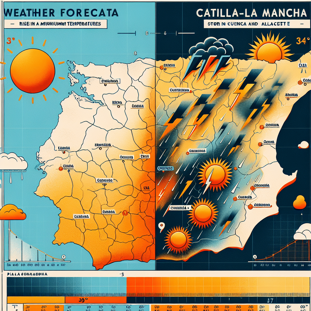 Previsión meteorológica para este domingo en Castilla-La Mancha: subida de las mínimas y tormentas en Cuenca y Albacete