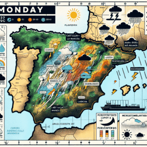 Previsión meteorológica para este lunes en Castilla-La Mancha: tormentas fuertes y persistentes en Albete