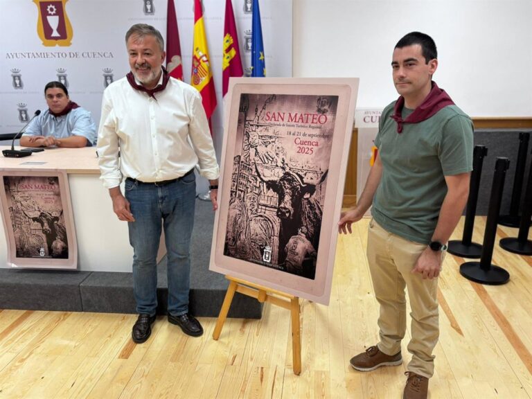 Una vaca y un maromero, elementos centrales del cartel de San Mateo de Adrián Rodríguez