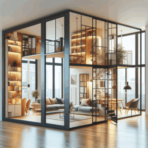 Puerta corredera doble y distribución abierta: Apartamento con diseño fluido en Estocolmo