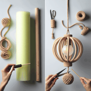 No lo sabía, pero con un poco de cuerda natural puedo convertir un churro de piscina en una elegante lámpara colgante