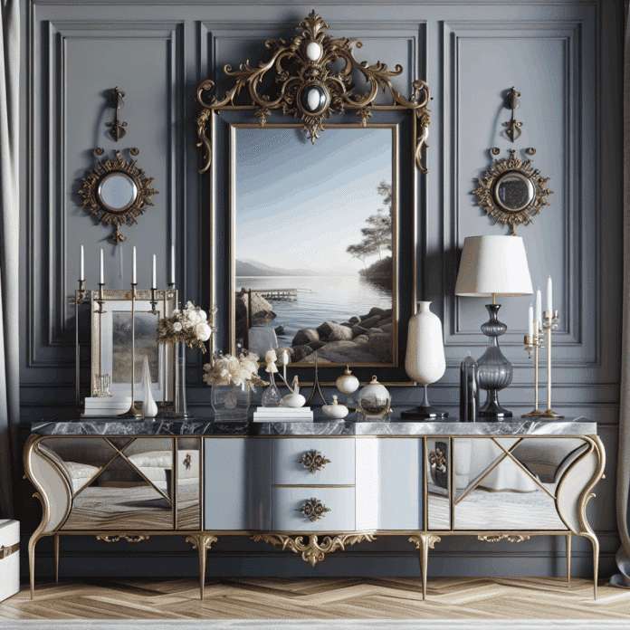 añade una consola, un mueble bajo o espejos"