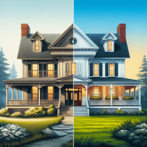 con casas muy distintas, una colonial moderna y otra americana tradicional