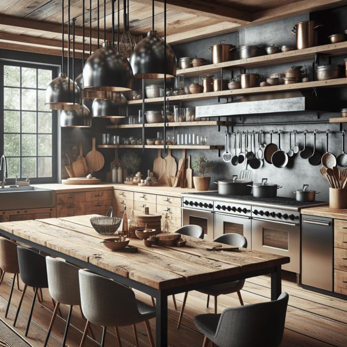 cocinas rústicas modernas con isla central