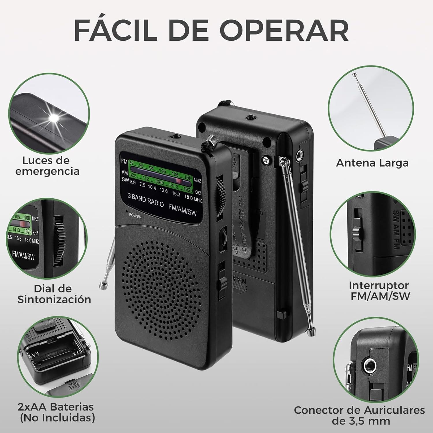 Radio a pilas con linterna: el transistor compacto pensado para emergencias y viaje 3 Radio a pilas con linterna: el transistor compacto pensado para emergencias y viaje 1