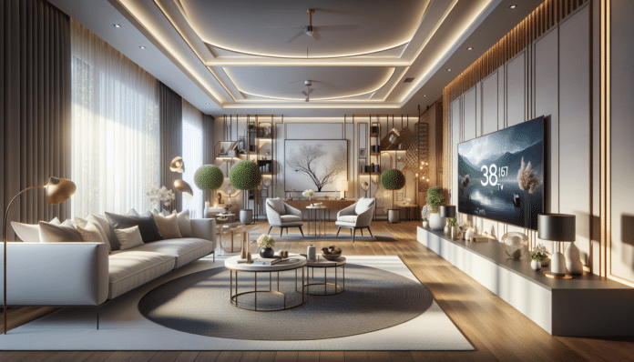 Smart TV integrada en la decoración del salón