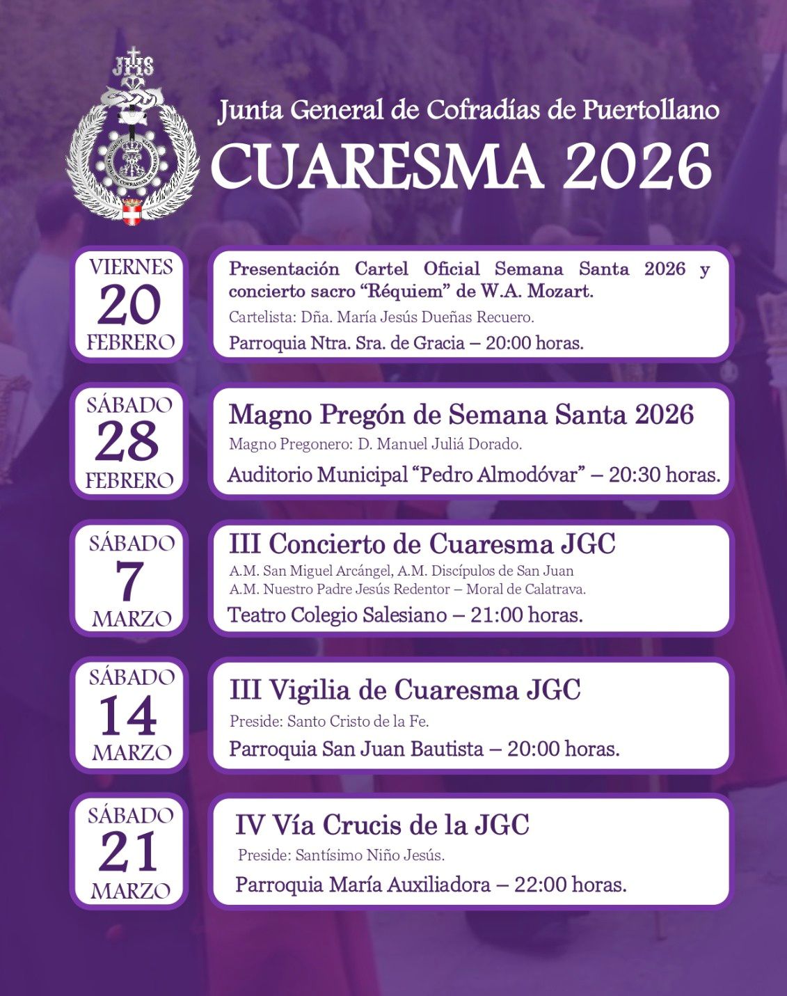 Semana Santa se Alza con Cartel Oficial, Pregón de Manuel Juliá, Conciertos y un Devoto Vía Crucis en la Agenda Cuaresmal 1