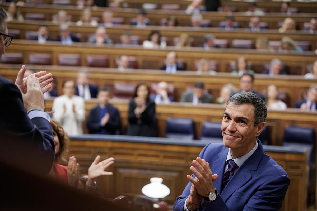 El presidente del Gobierno, Pedro Sánchez, durante la sesión de control